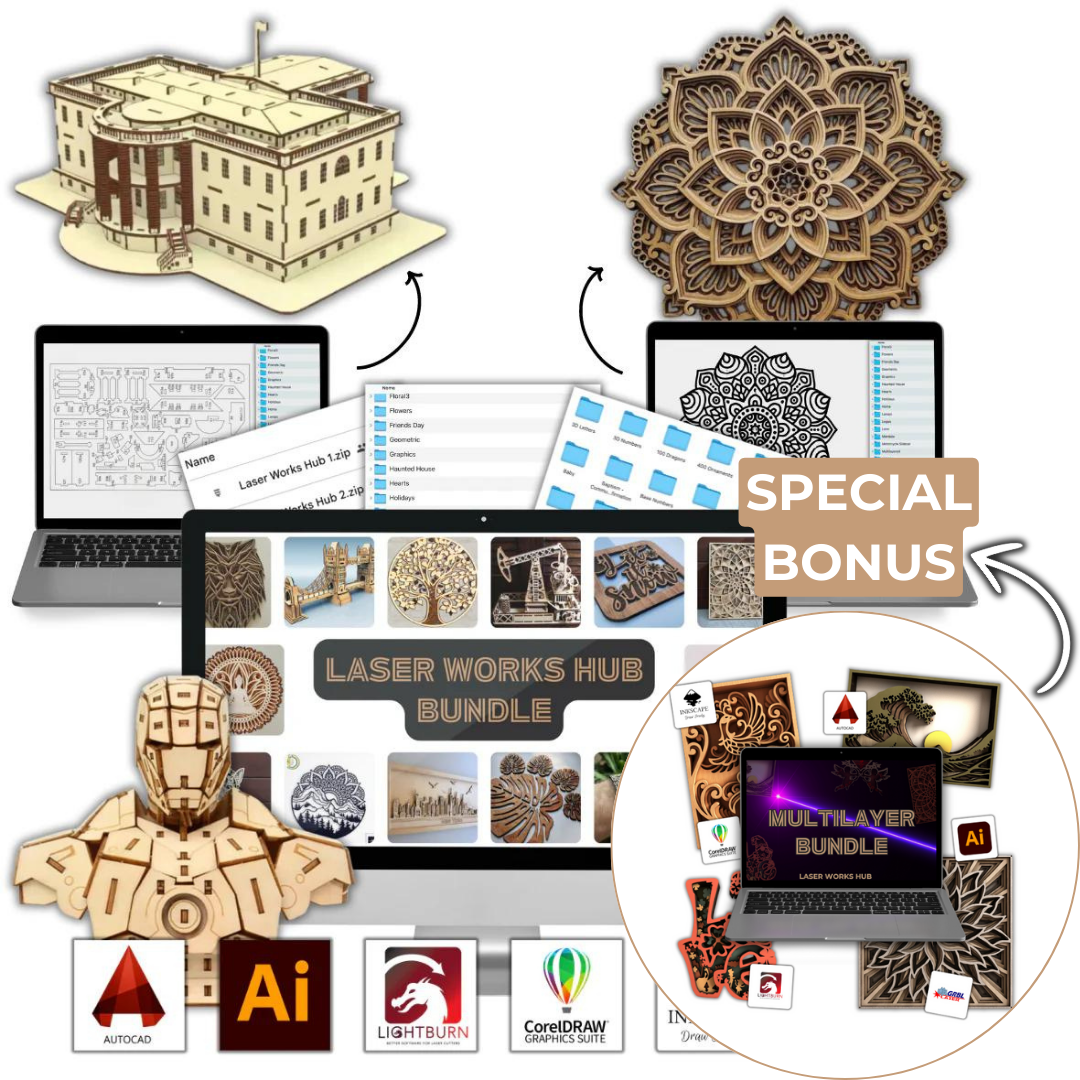 17k+ Files Bundle + Multilayer Bundle - Laser Works Hub